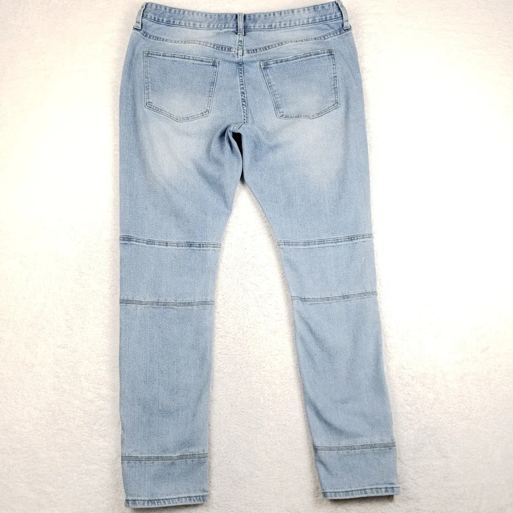Fashion Nova Men Light Wash Moto Distressed Skinny Jeans Blue Size 36 Ankle Zip